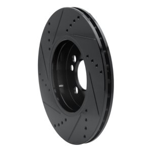 Mini Cooper Brake Rotor (1) - Front Right - R1 Concepts - Drilled & Slotted - Black - `07-`15